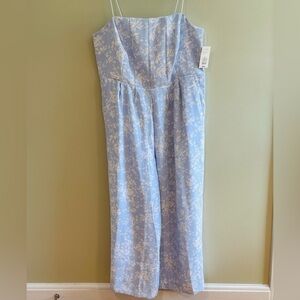 A New Day Sky Blue and White Floral Jumpsuit